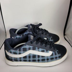 Vintage Vans Mercer Blue Plaid with White Side Stripe Suede Sneakers Womens US 9